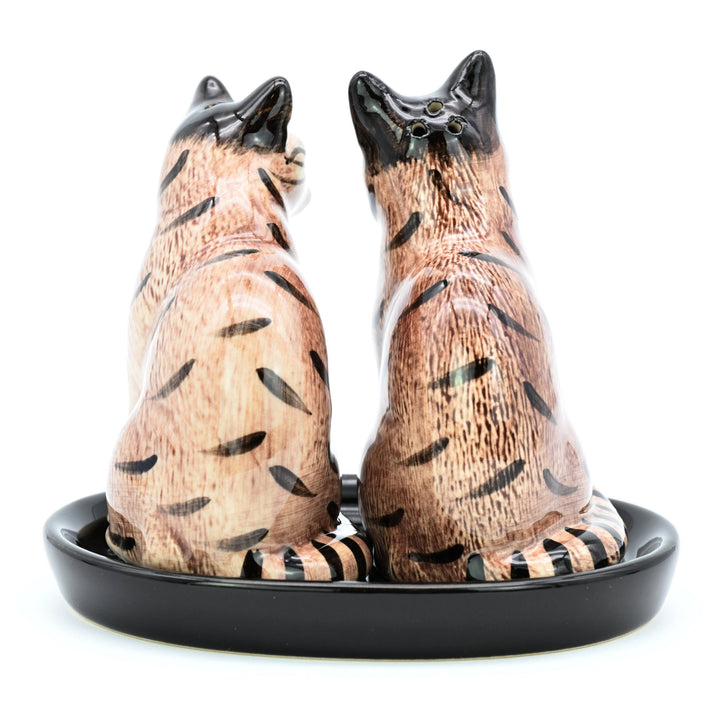 SP9128 SALT AND PEPPER SHAKER Tabby and black ceramic tray
