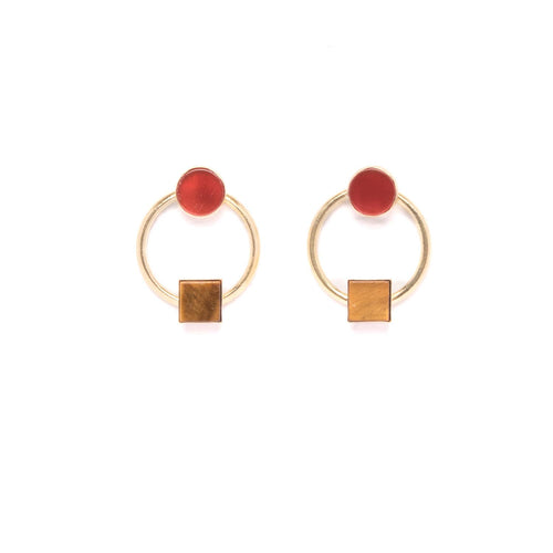 Carnelian + Tiger's Eye Duality Earrings MS12