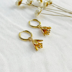 Dainty Floral Charm Huggie Hoops KT07
