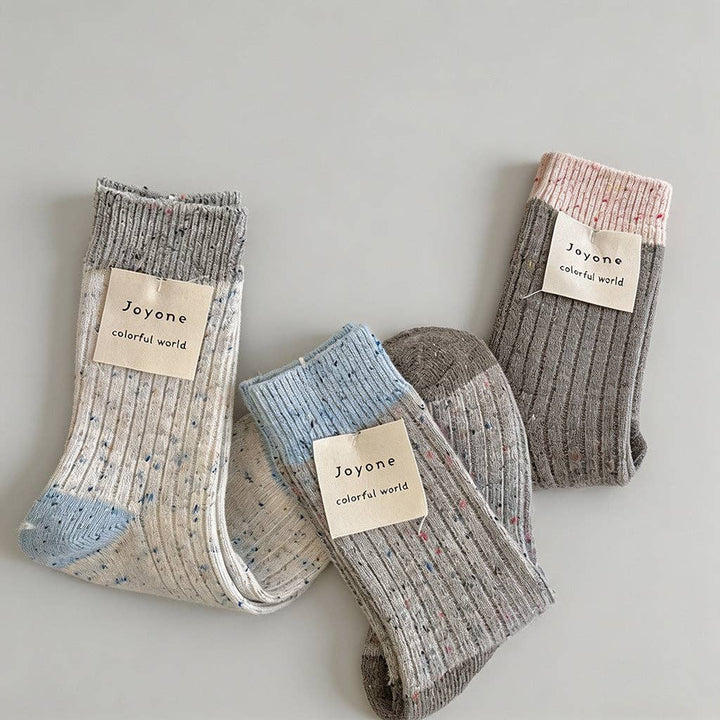 Speckled Yarn Colorblock Crew Socks