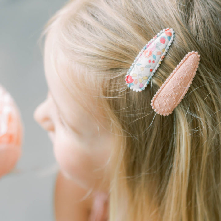 Tan Gingham Checkered Fabric Hair Clips FC94