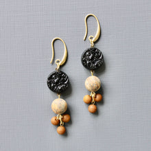 Load image into Gallery viewer, JLTE46 vintage black glass cluster earrings