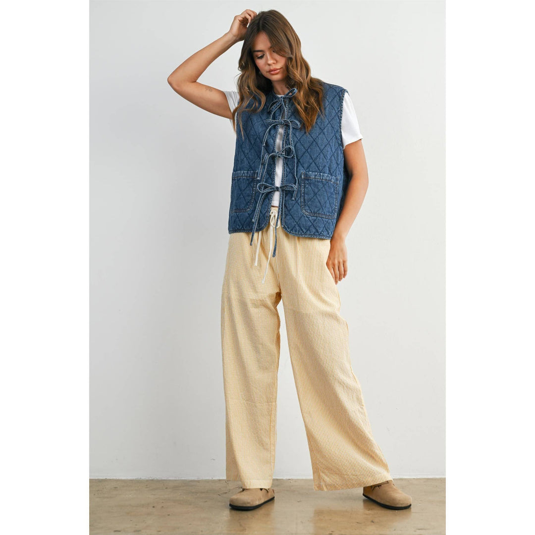 Quilted Tie-Front Vest - BMJ8086