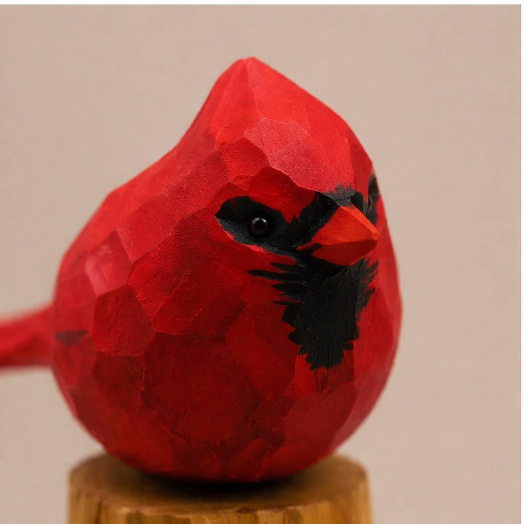 Hand-Painted Carved Wood Bird Figurine