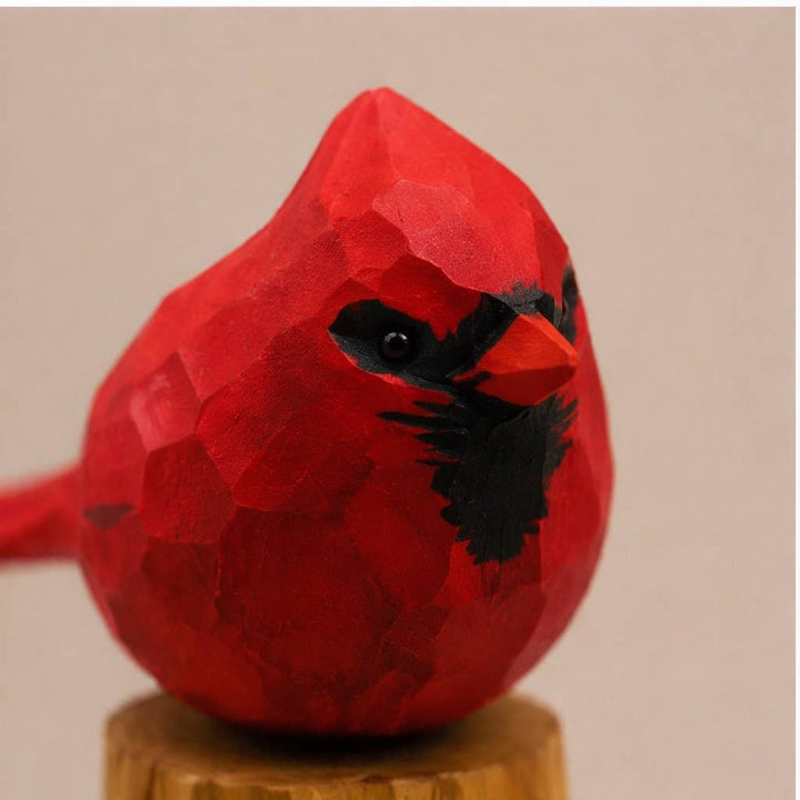 Hand-Painted Carved Wood Bird Figurine