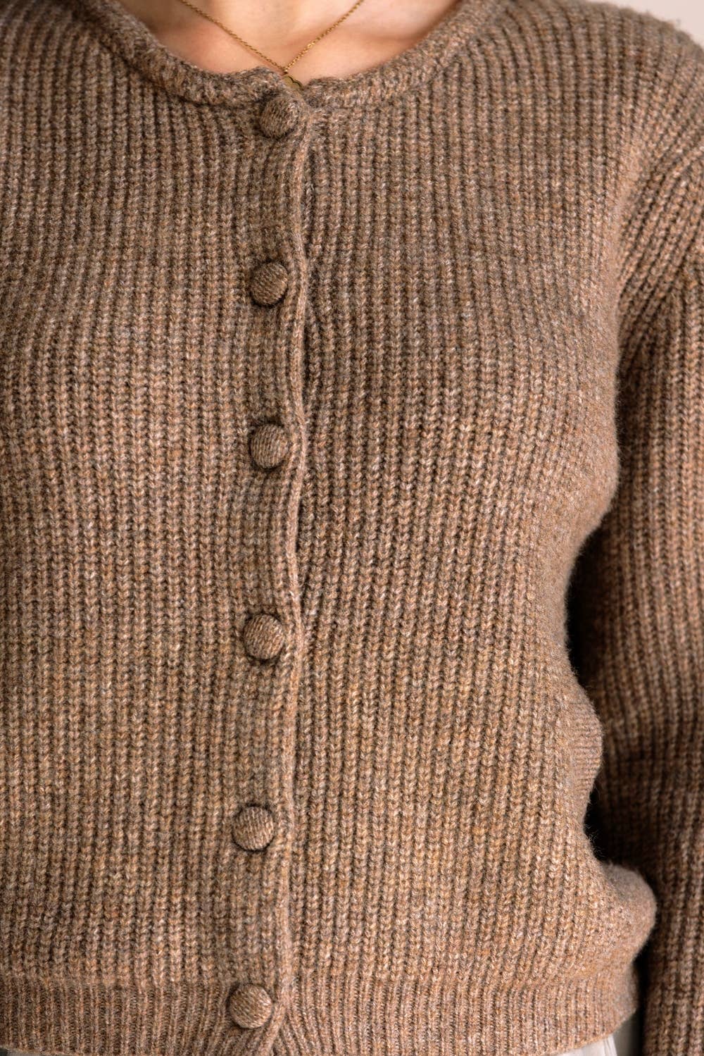 JT111 - TEXTURED KNIT BUTTON-UP CARDIGAN