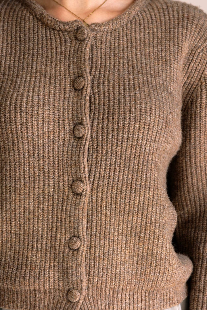 JT111 - TEXTURED KNIT BUTTON-UP CARDIGAN