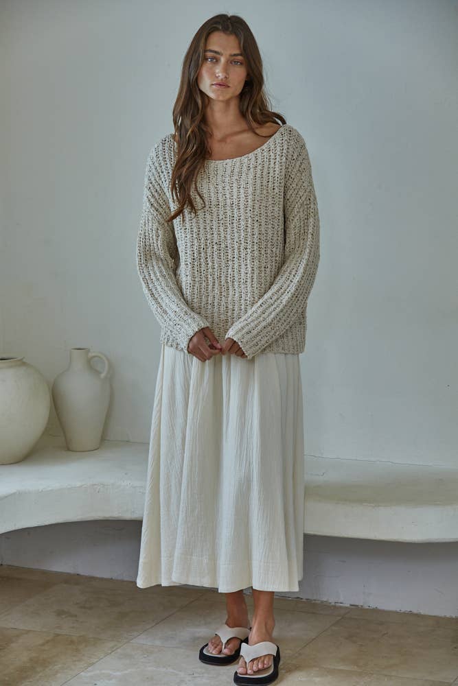 W2369 | Knit Sweater Cotton Polyester Oversized Top