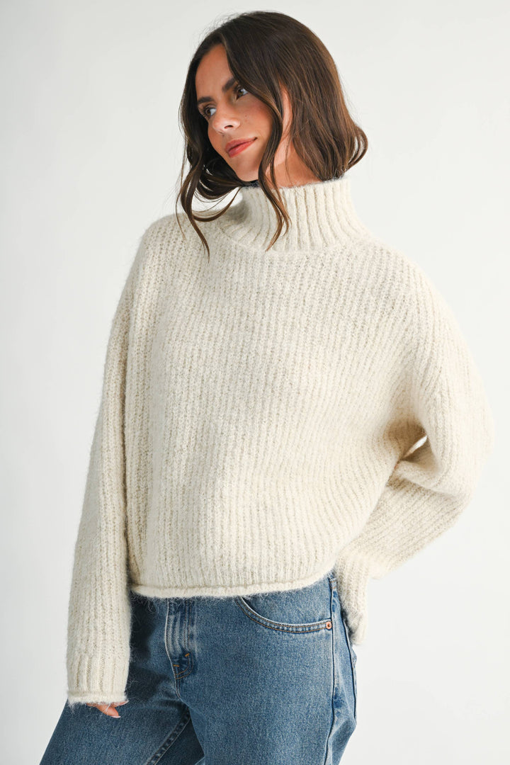 348K Soft Brushed Mock Neck Sweater