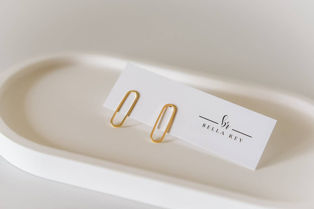 Carlysle gold plated oval studs-hypoallergenic-small BRE52