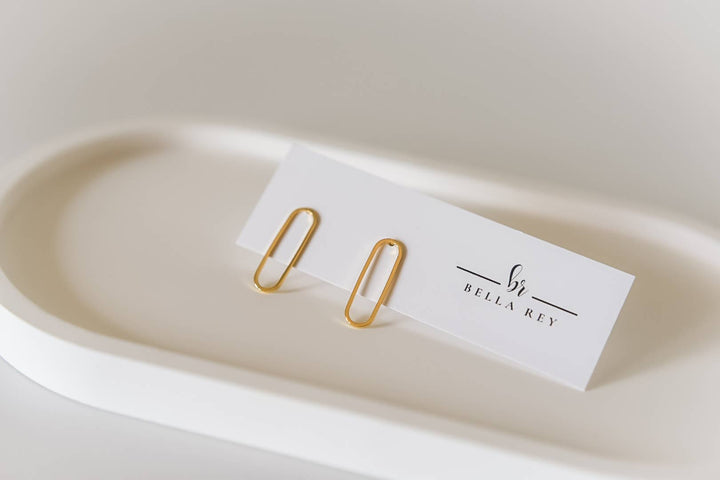 Carlysle gold plated oval studs-hypoallergenic-small BRE52