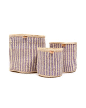 Load image into Gallery viewer, UMEME: Lavender Pinstripe Woven Storage Basket