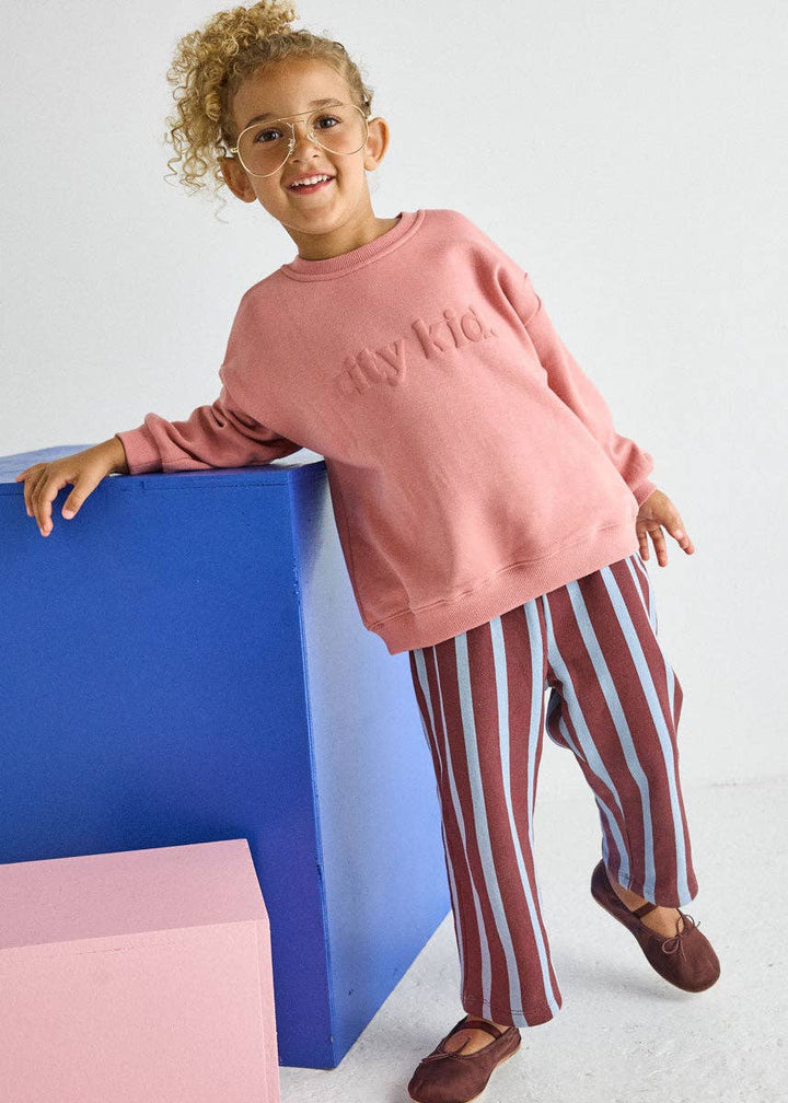 Striped French Terry Pant - Burgundy &amp; Blue