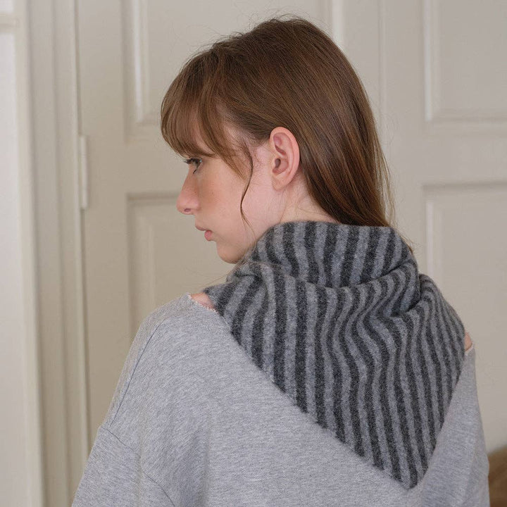 Striped Wool Triangle Scarf SL457