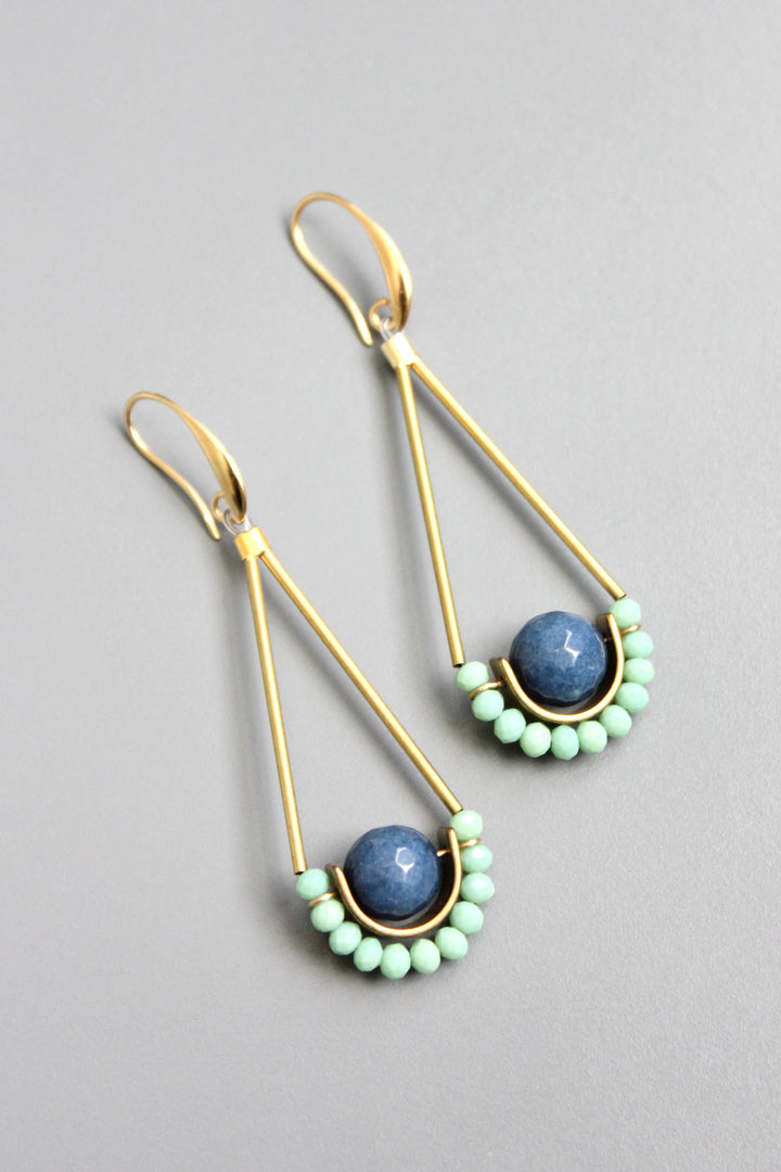 NDNE18 Navy blue and mint earrings