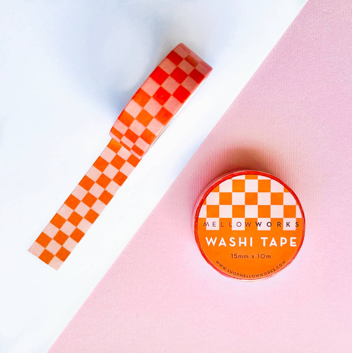 CORAL BLUSH CHECKERBOARD WASHI TAPE MD24