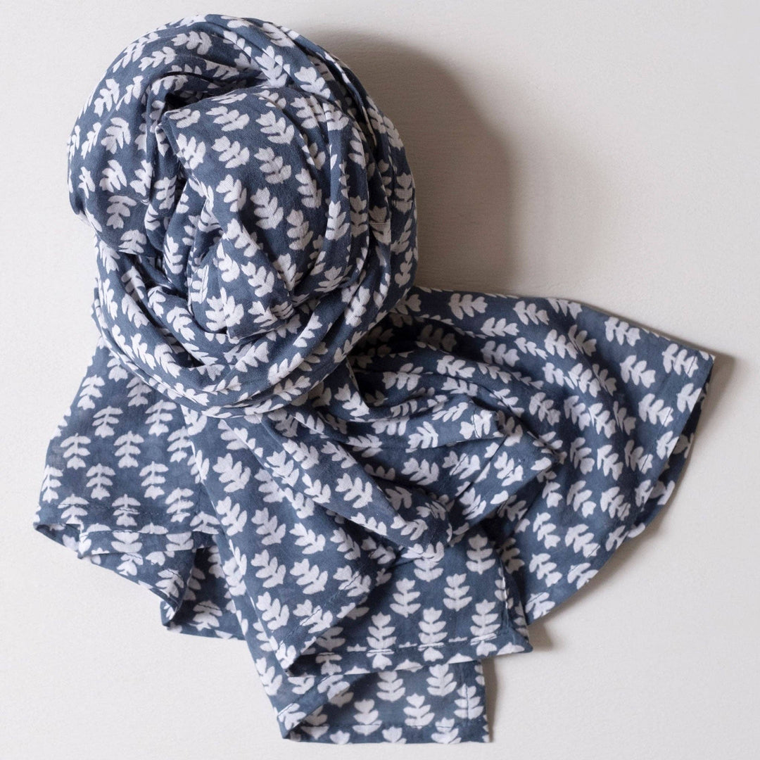 Tula Dark Sea Block Printed Scarf GMS25