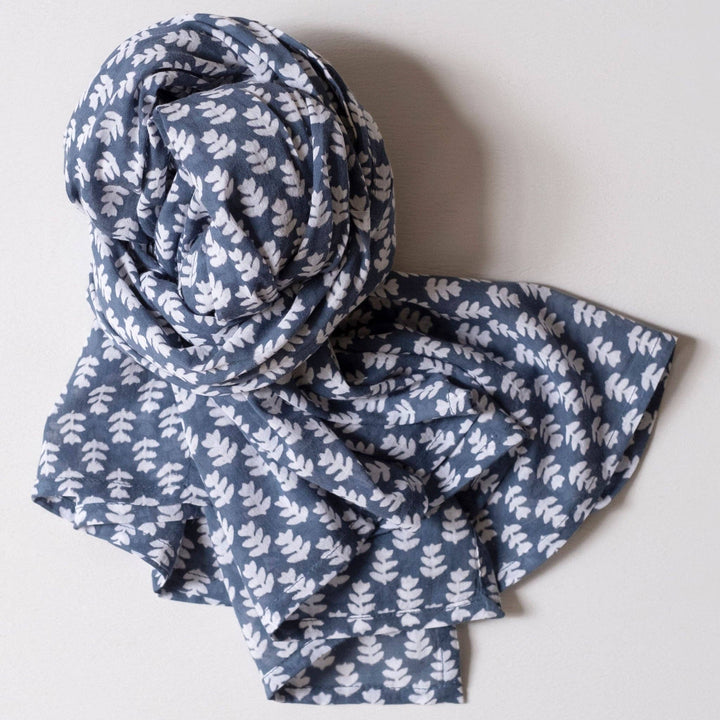 Tula Dark Sea Block Printed Scarf GMS25