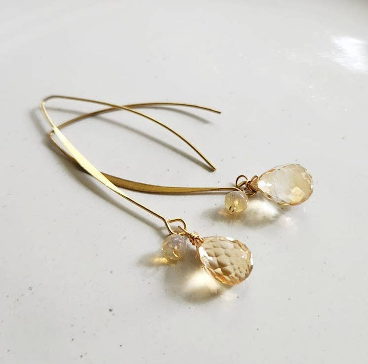 Citrine/Ethiopian Opal &amp; Amethyst/Tanzanite Dangle Earrings