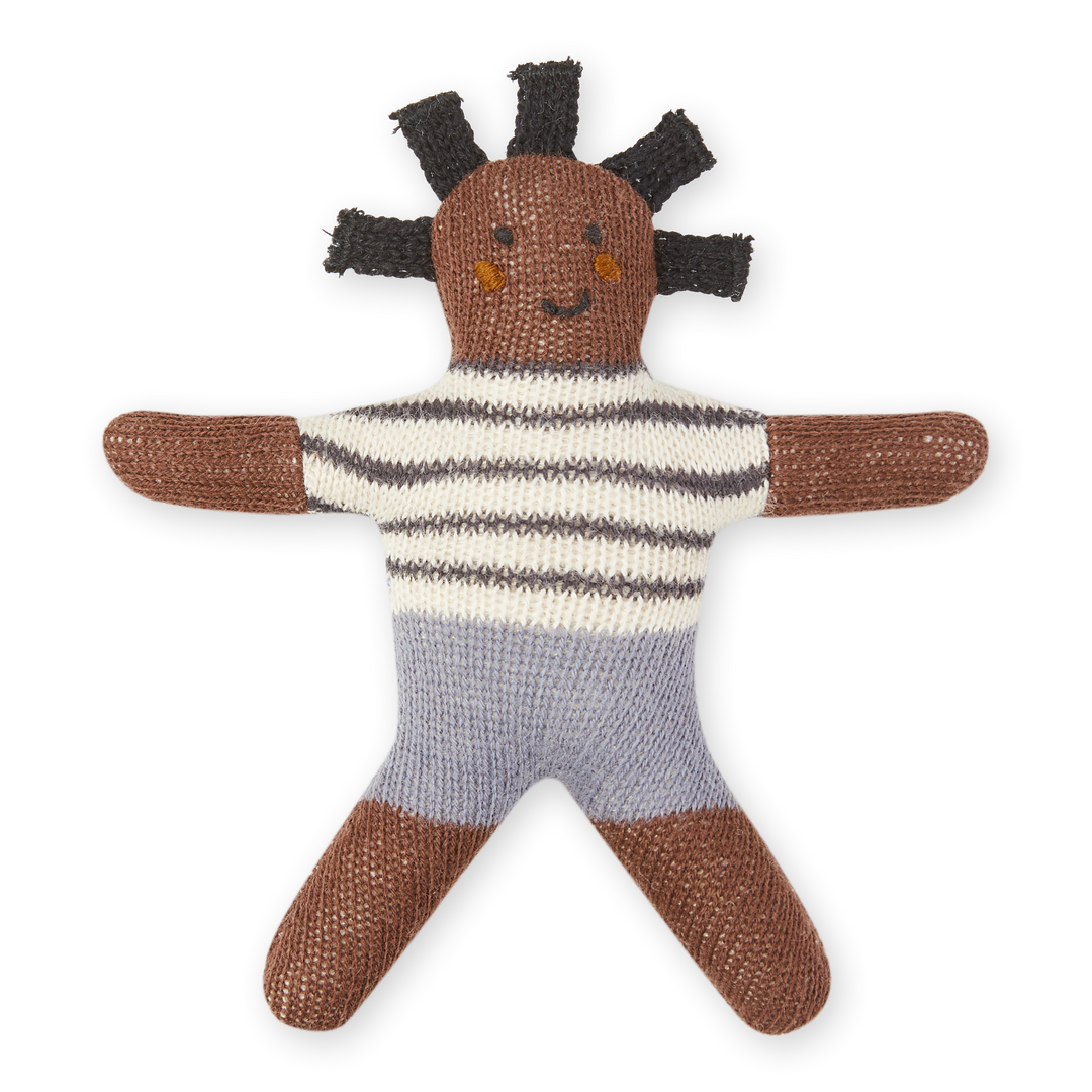 Cotton Knit Baby Rattle Toy: Buddy Blue