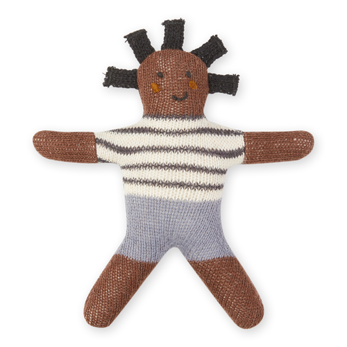Cotton Knit Baby Rattle Toy: Buddy Blue