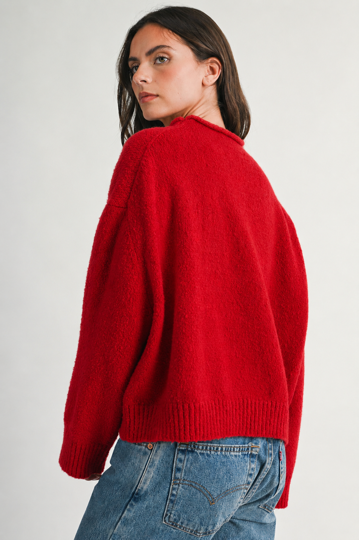348K Soft Brushed Mock Neck Sweater