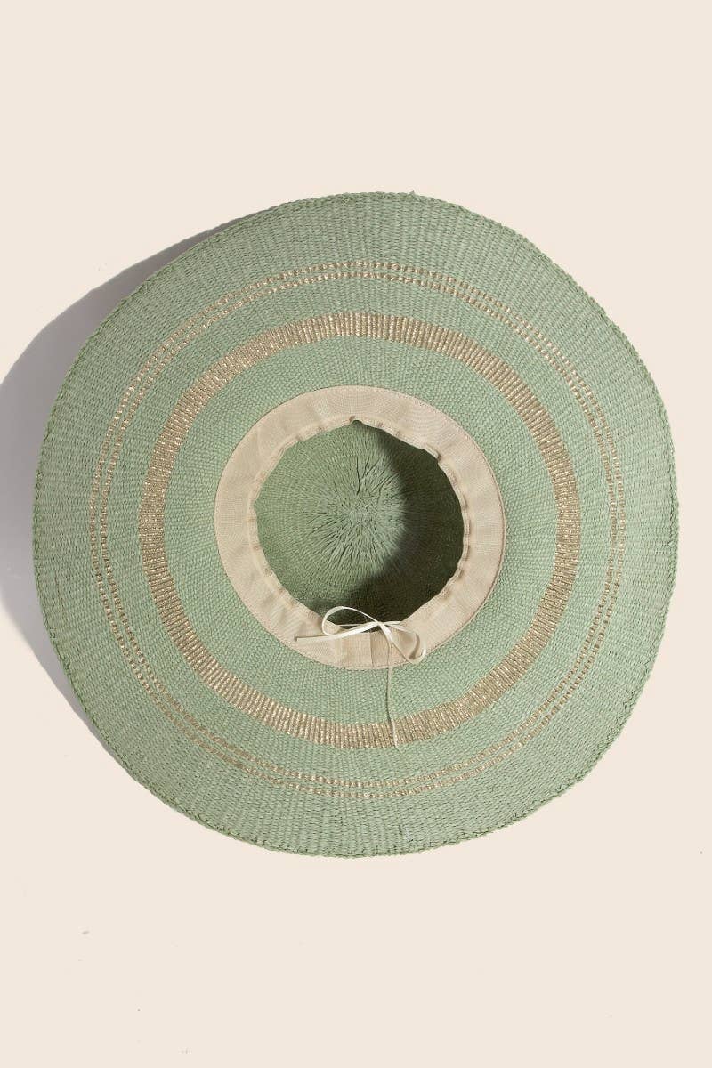 Metallic Accent Trim Floppy Sun Hat