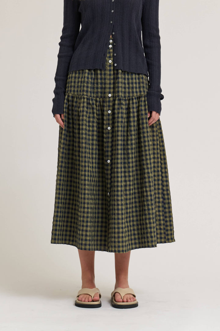 50711 - FRONT BUTTON CHECK SKIRT