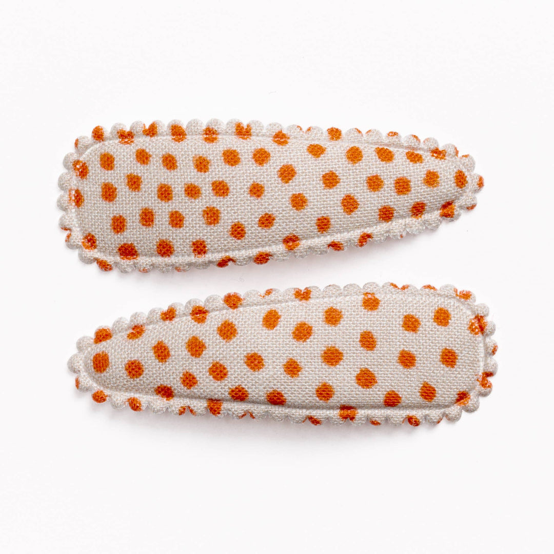 Winifred Organic Orange Dot Fabric Hair Clips FC93