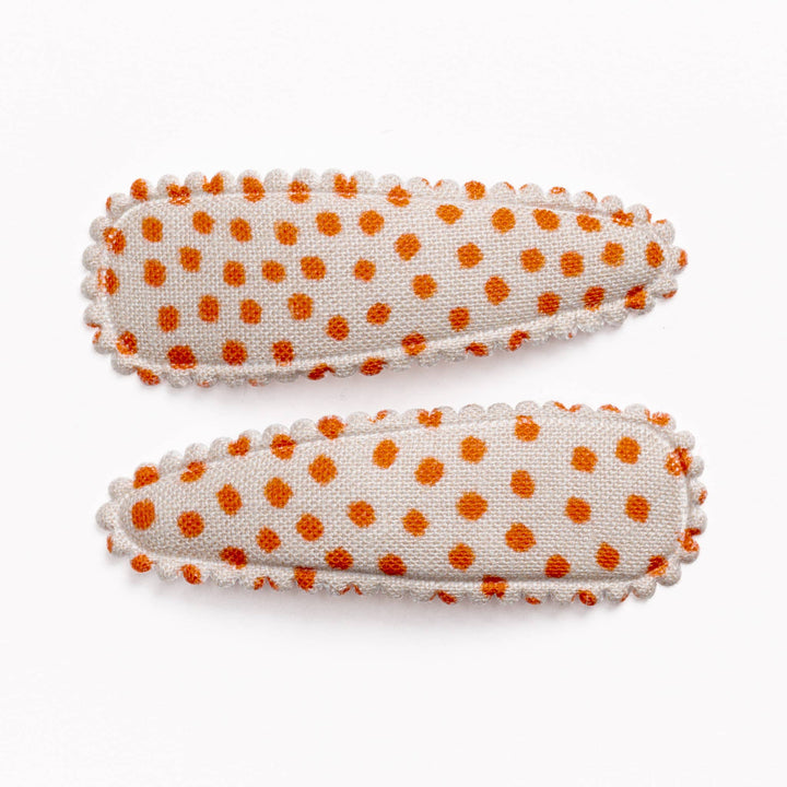 Winifred Organic Orange Dot Fabric Hair Clips FC93