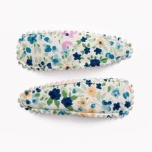 Load image into Gallery viewer, Quincy Navy Blue Floral Fabric Hair Clips FC05