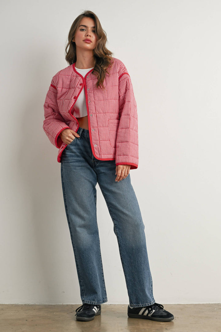 Buttoned Quilted Puffer Jacket - BMJ78