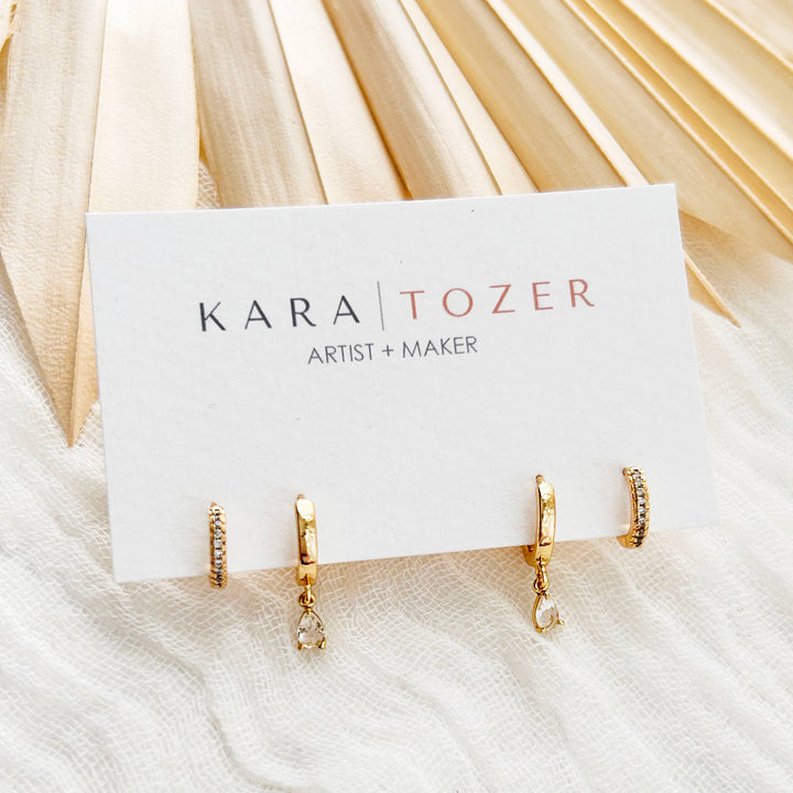 Dainty Crystal Teardrop Stacking Set 