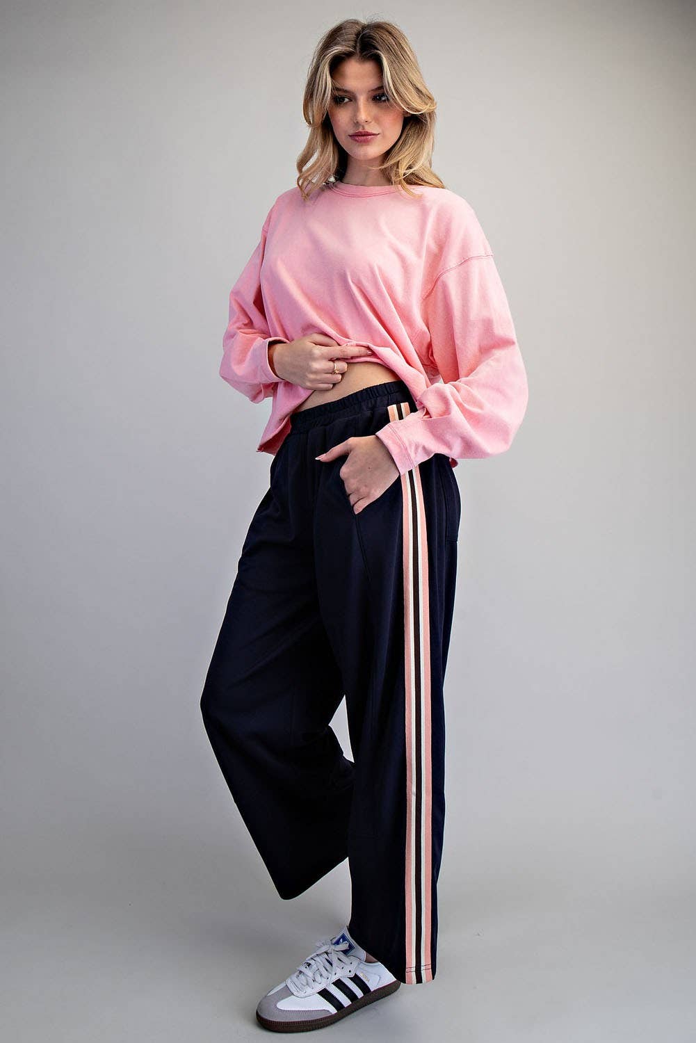 SIDE STRIPE ELASTIC WAIST SPORTY PANTS