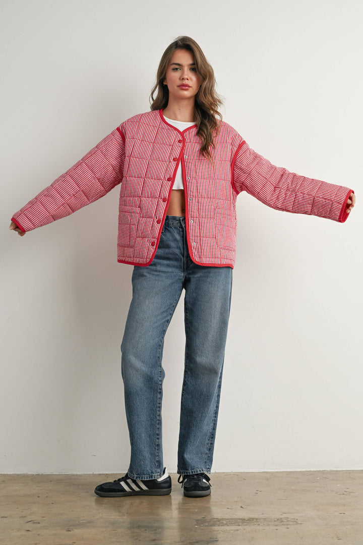 Buttoned Quilted Puffer Jacket - BMJ78