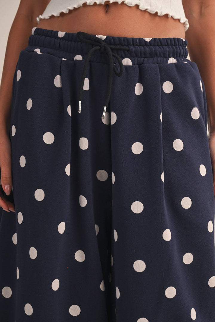 IP1506 POLKA DOT PRINTED BARREL CASUAL SWEATPANTS