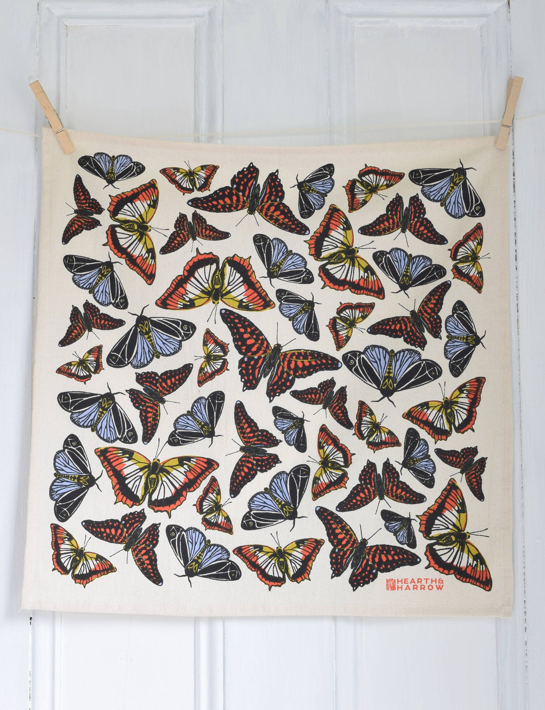Organic Cotton Butterfly Napkins - 20" x 20" - Blue Orange HH874