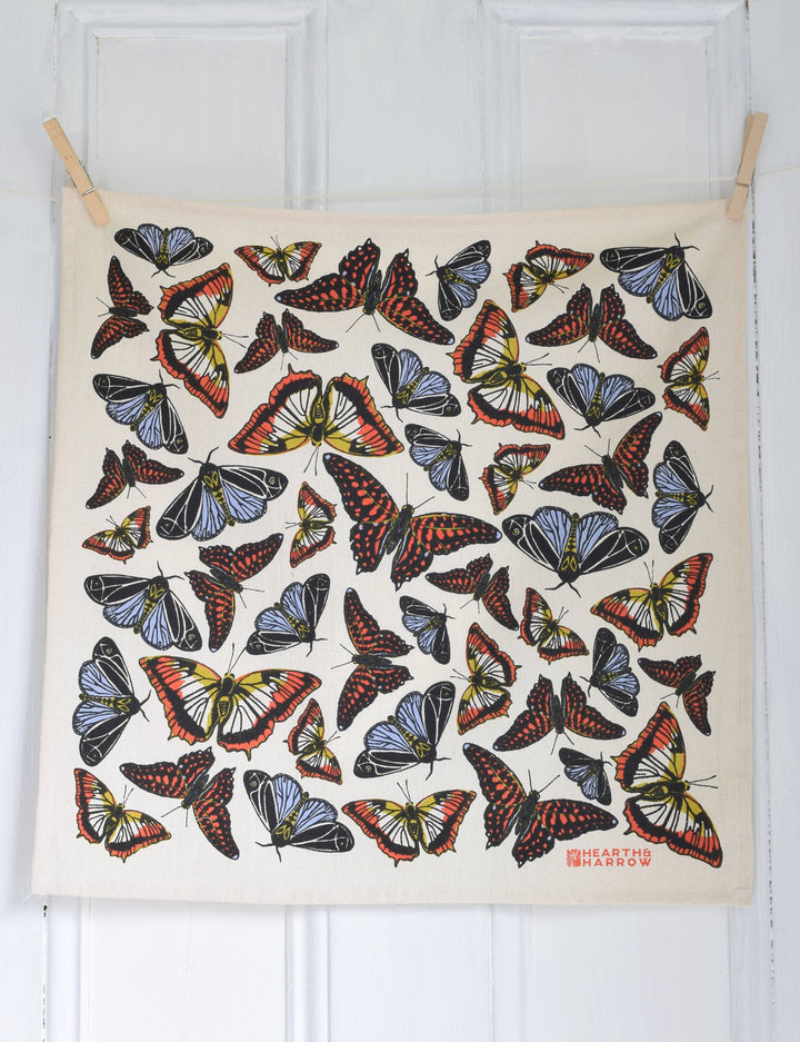 Organic Cotton Butterfly Napkins - 20" x 20" - Blue Orange HH874