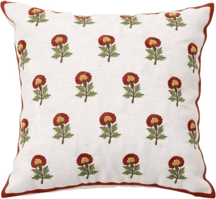 Flower Embroidery 18" Throw Pillow