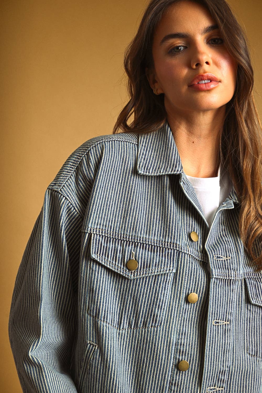 J6309   STRIPED PATTERN DENIM JACKET