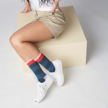 Load image into Gallery viewer, Fillmore Blue Striped Crew Length Unisex Socks
