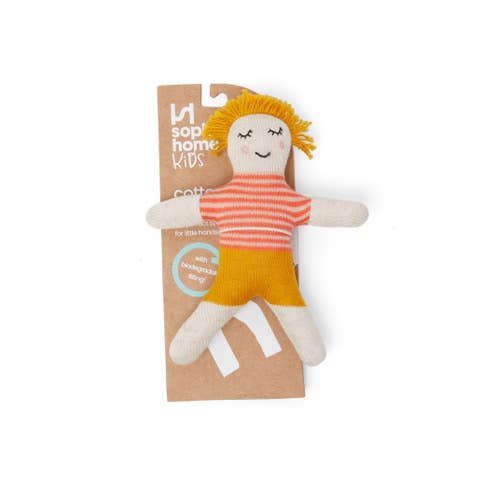 Cotton Knit Baby Rattle Toy: Buddy Red