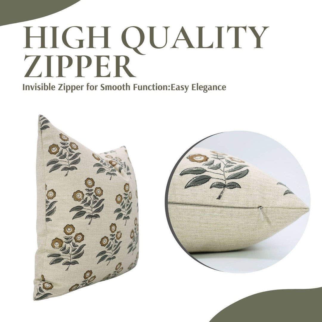 Stylish Block Print Linen Blend Cushion Cover - Neha FB06