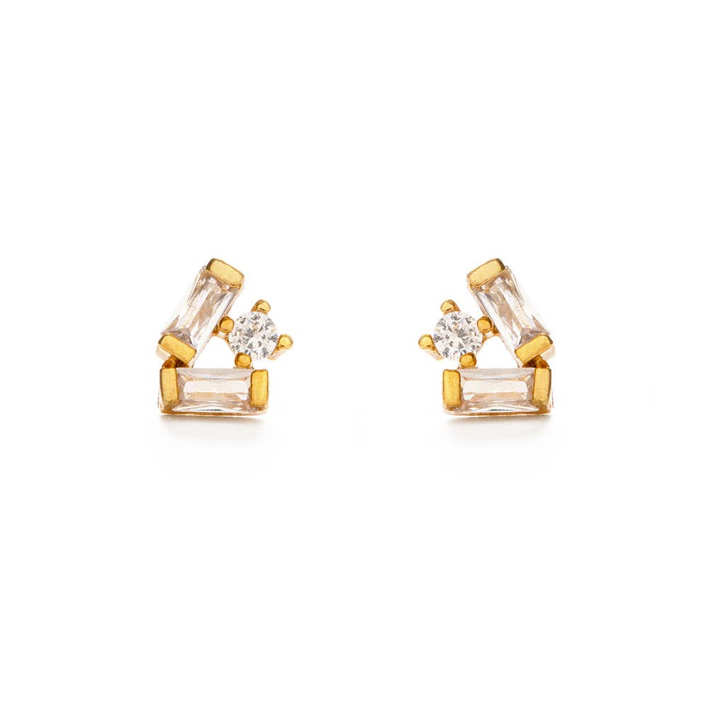 Baguette Crystal Cluster Stud Earrings 25BSC