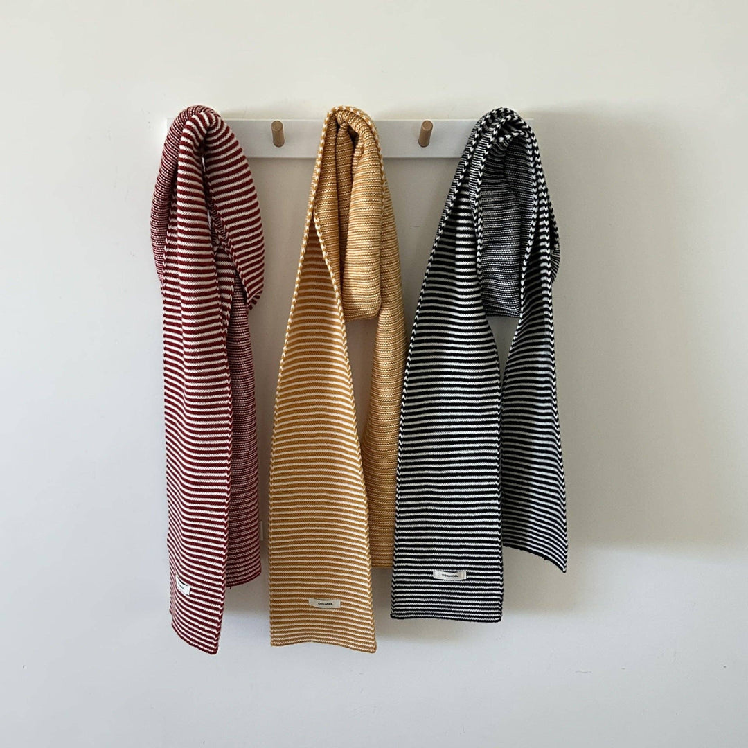 Women’s Striped Knit Scarf, 100% Wool