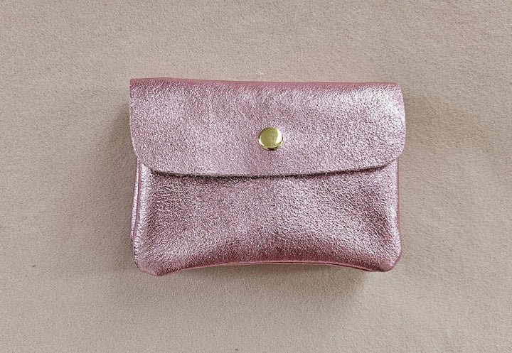 Metallic leather Kangoo wallet: Rose fonçé RM24