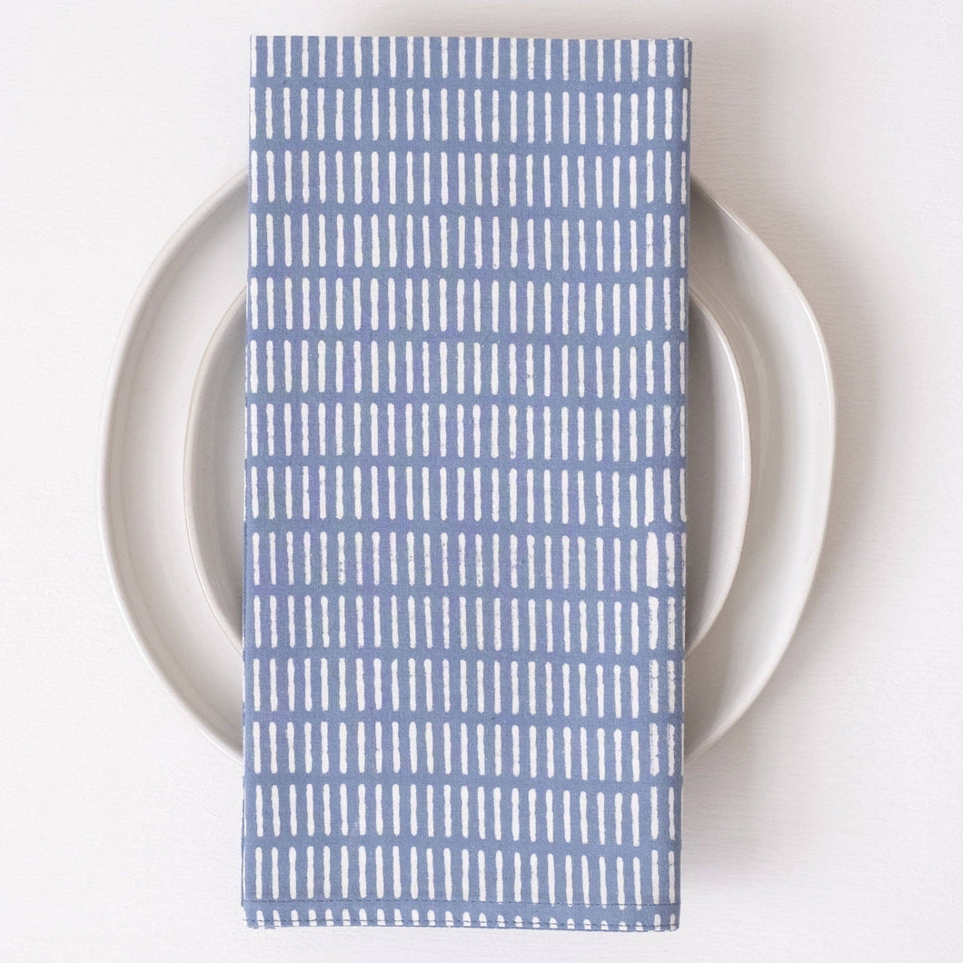 Pontis Stripes Cloud Block Printed Napkins - set of 4