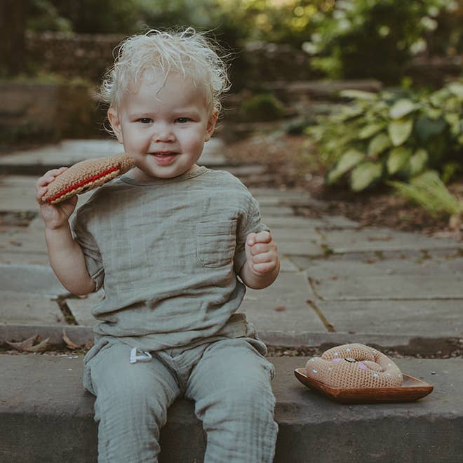Savory Pizza Slice - Organic Cotton Crochet Baby Toy Rattle
