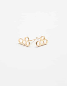 Gold Honeycomb Stud Earrings - Game Day, Holiday/Stocking Stuffer Jewelry