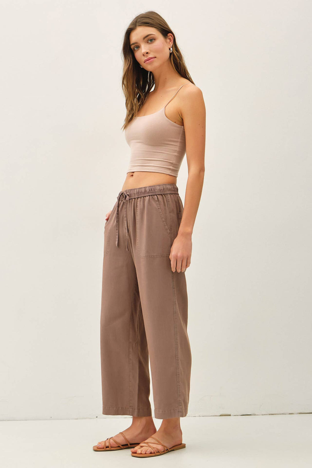 TENCEL DRAWSTRING WIDE LEG PANTS BC234